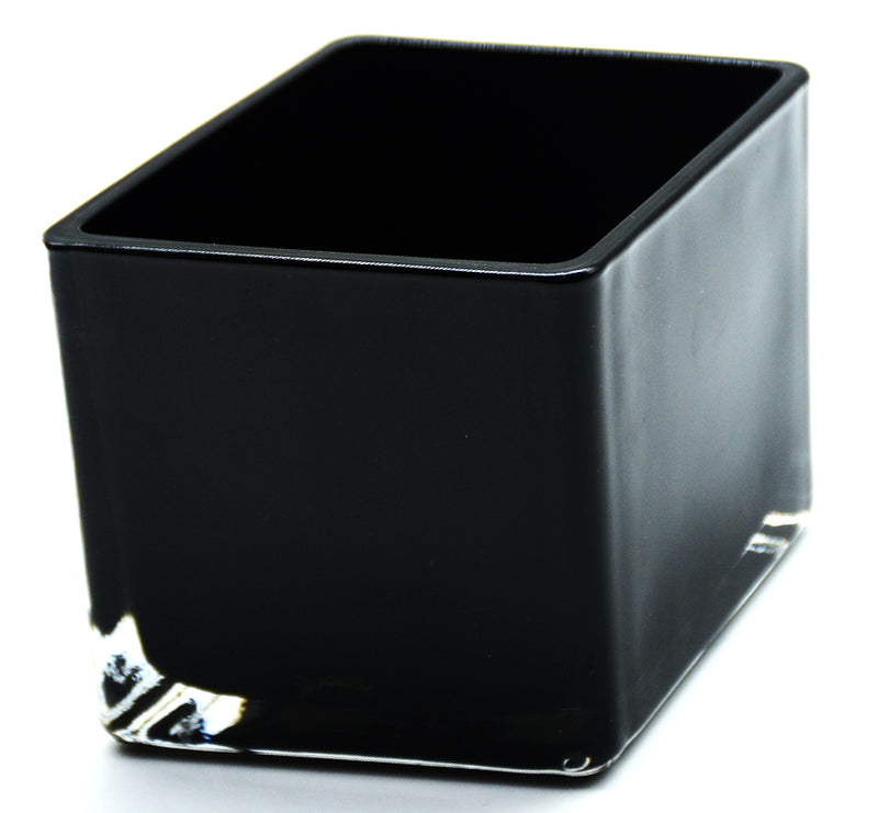 SQUARE GLASS BLACK 8X8X8CM