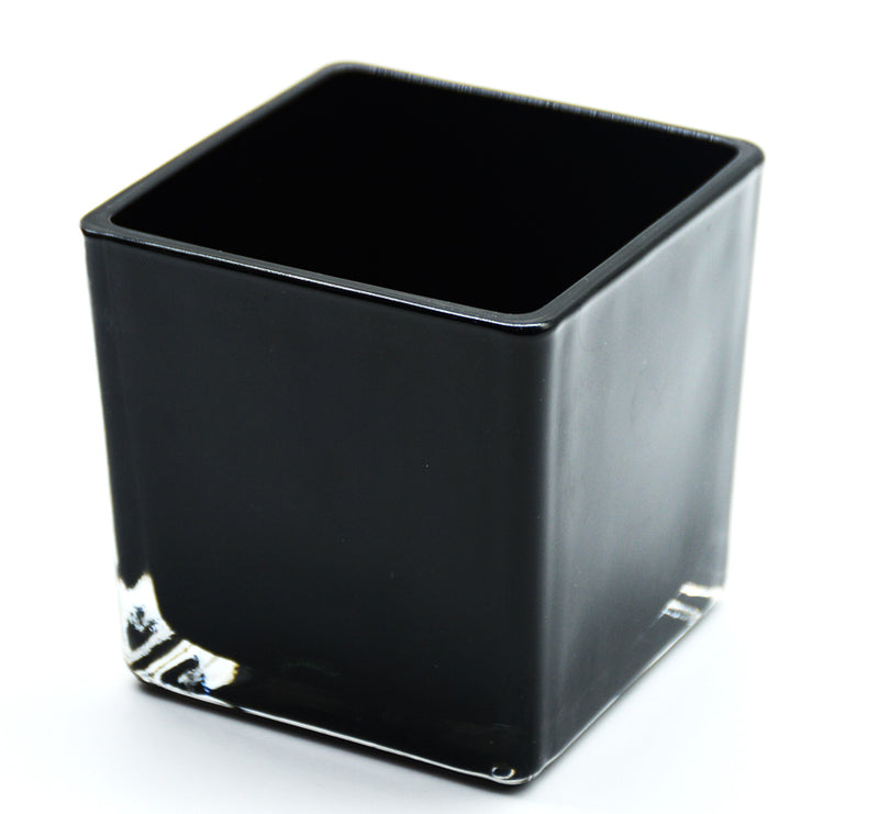 SQUARE GLASS BLACK 8X8X8CM