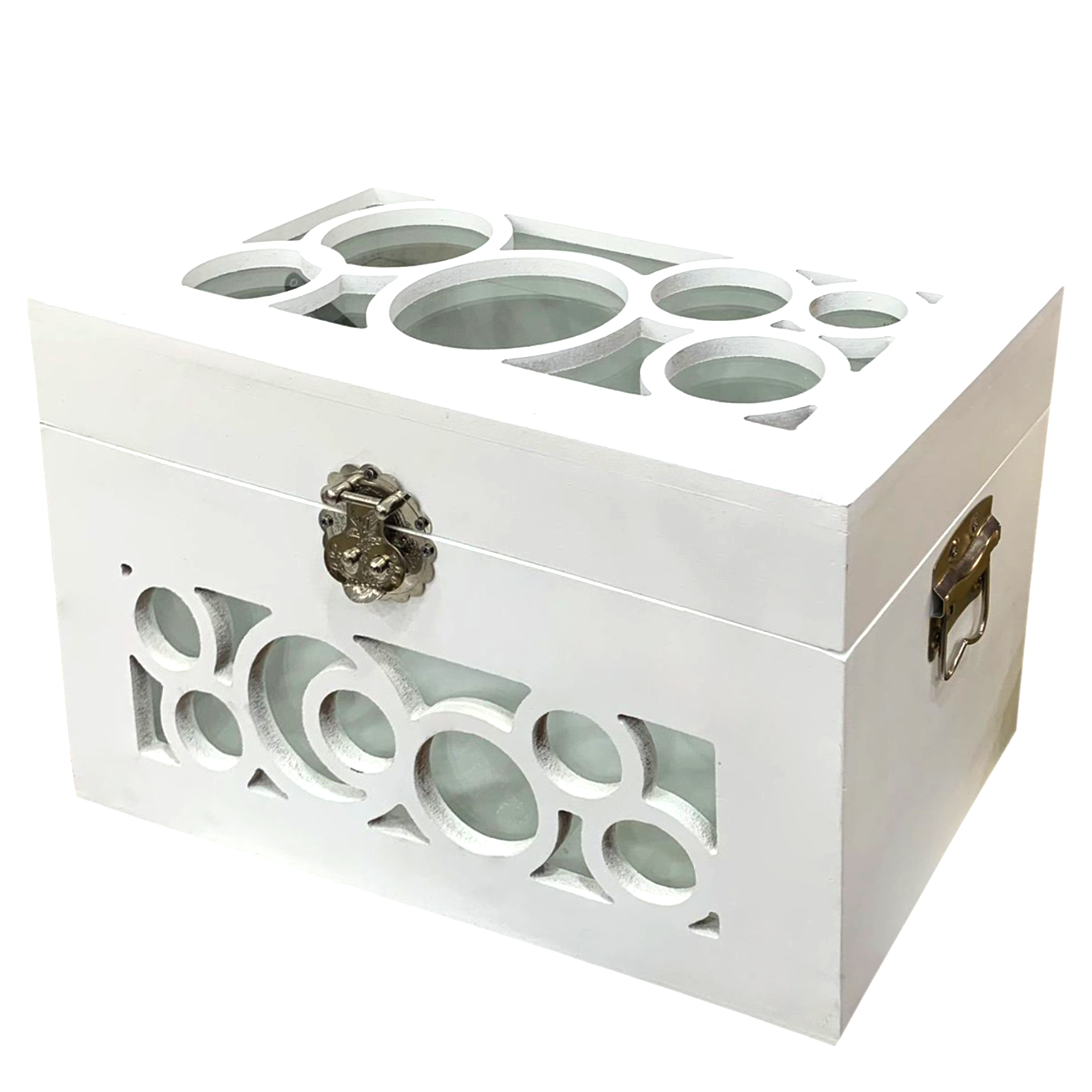 صندوق خشبي _ زحاح شفاف WOODEN GIFT BOX WHITE TRANSPARENT W/FRAME SMALL