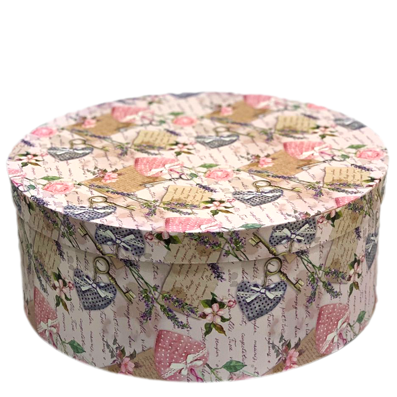 ROUND PAPER GIFT BOX FLOWER DESIGN ASSTD-11