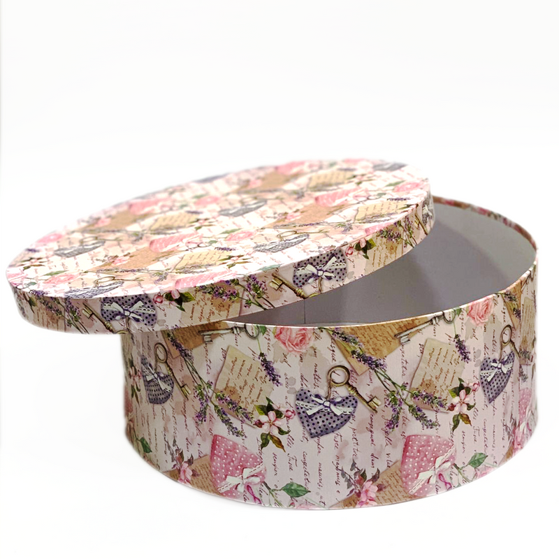 ROUND PAPER GIFT BOX FLOWER DESIGN ASSTD-11