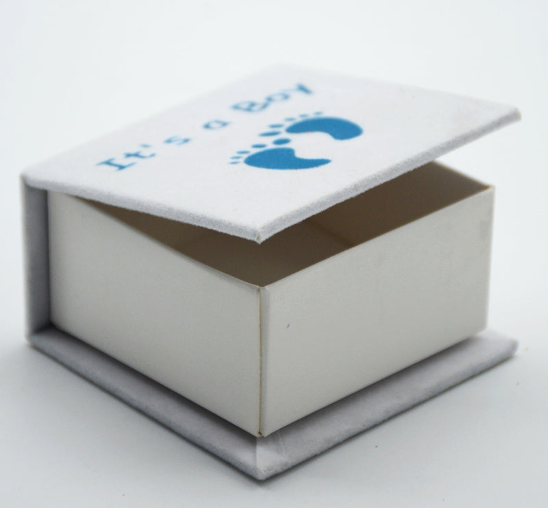 IT'S A BOY VELVET GIFT BOX 6.5X6.5X3.8CM WHITE