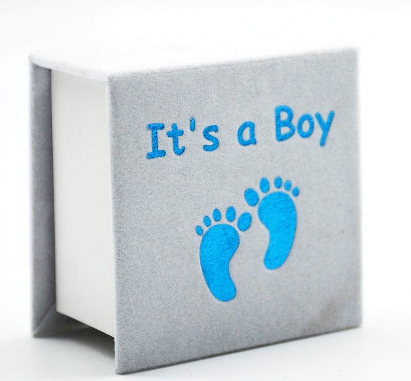 IT'S A BOY VELVET GIFT BOX 6.5X6.5X3.8CM WHITE