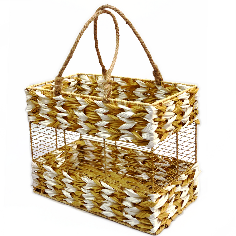 RECTANGLE BASKET W/ROPE HANDLE 8036-LARGE