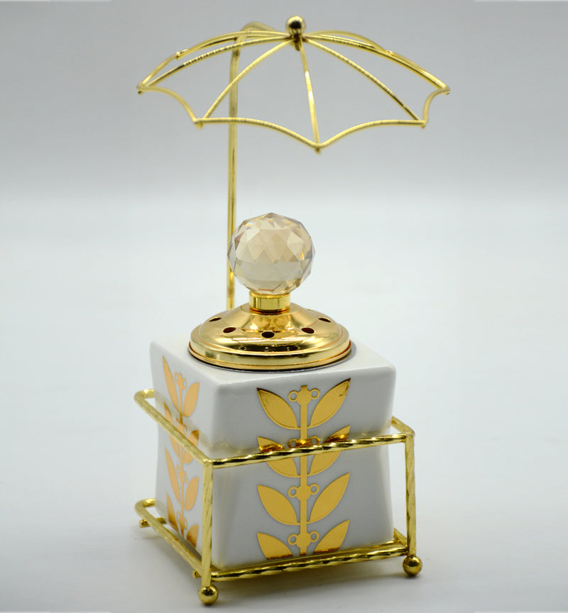 CEMAMIC OUD BURNER W/ METAL UMBRELLA DESIGN