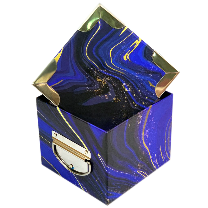 SQUARE GIFT BOX MARBLE DESIGN BLUE-4