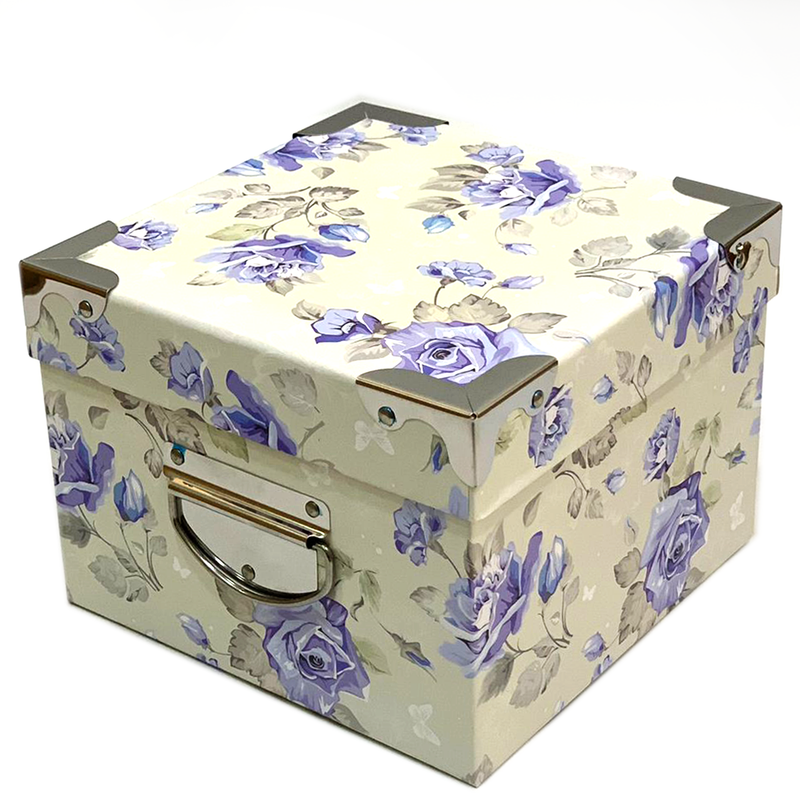 SQUARE GIFT BOX FLOWER DESIGN W/HANDLE SY421-6