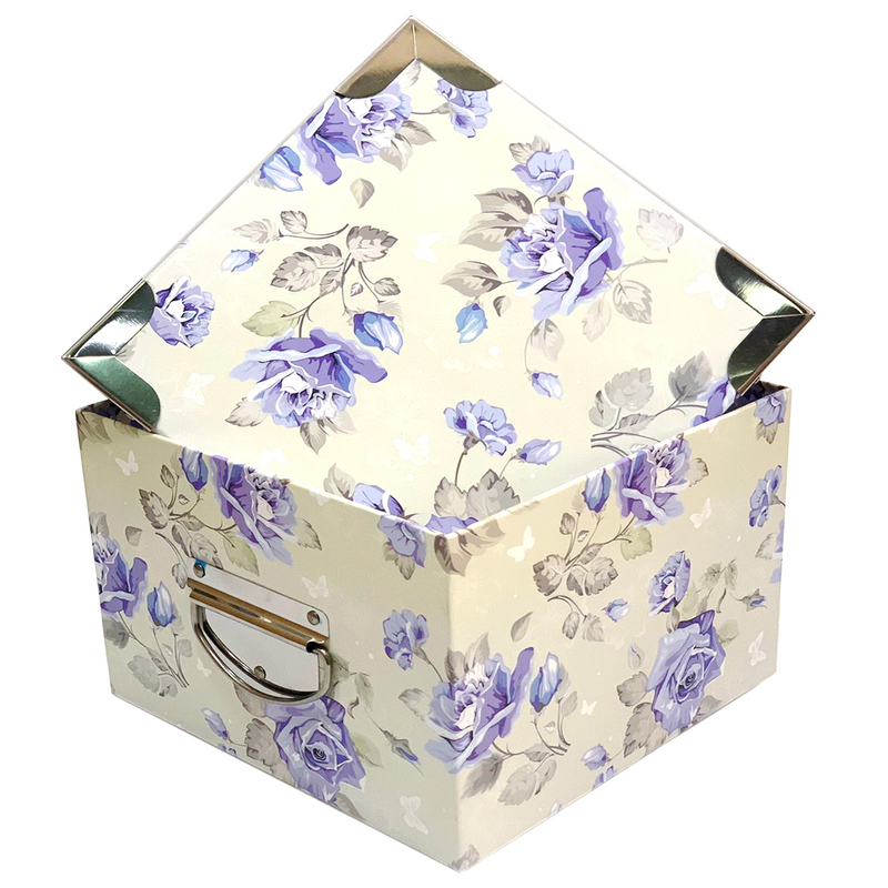 SQUARE GIFT BOX FLOWER DESIGN W/HANDLE SY421-4