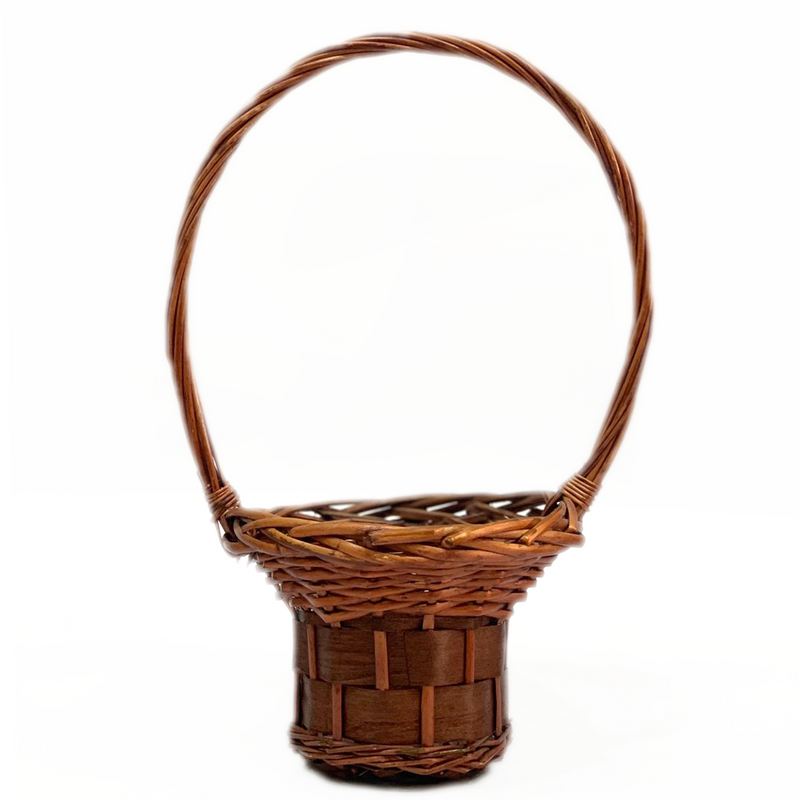 ROUND WILLOW BASKET W/HANDLE MK364-3