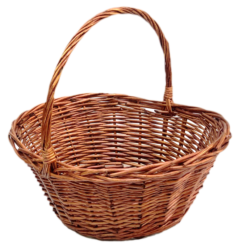 OVAL WILLOW BASKET W/HANDLE 56X45CM ASSTD-3