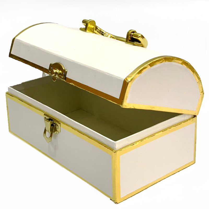 PAPER TREASURE CHEST GIFT BOX WHITE MK585-2MEDIUM