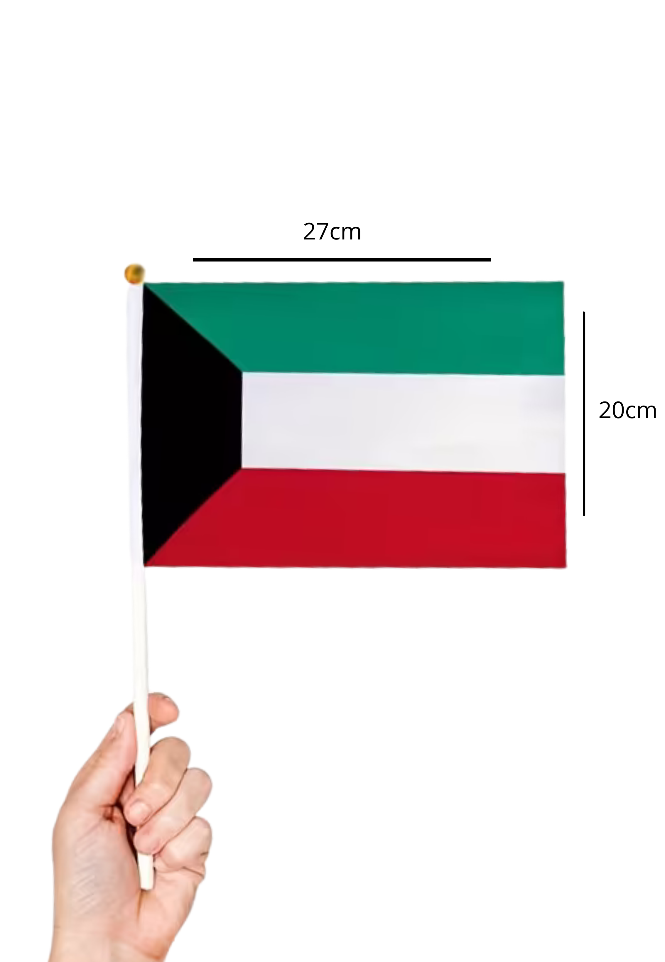 KUWAIT FLAG W/PLASTIC STICK-20X27CM