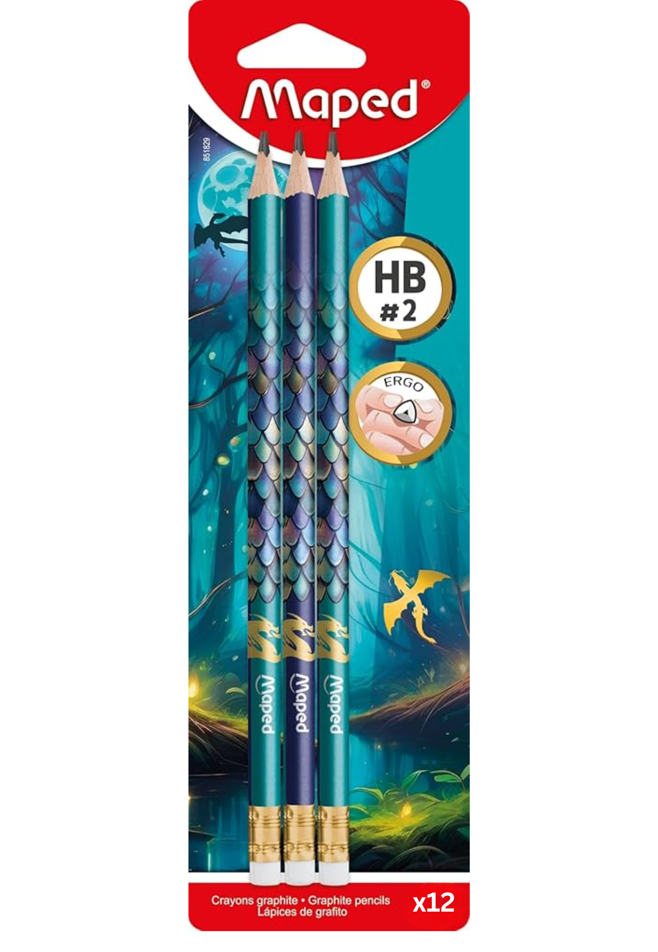 MAPED BLACKPEPS DRAGON HB PENCIL W/ERASER 12PCS/PKT