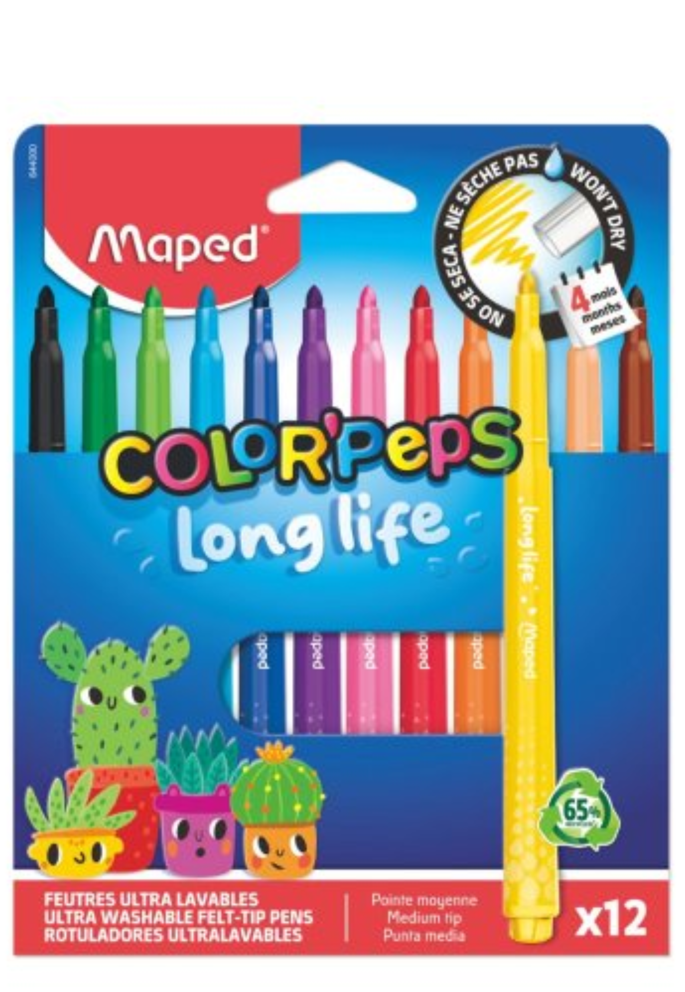 MAPED FELT PEN LONGLIFE 12COLORS PACK