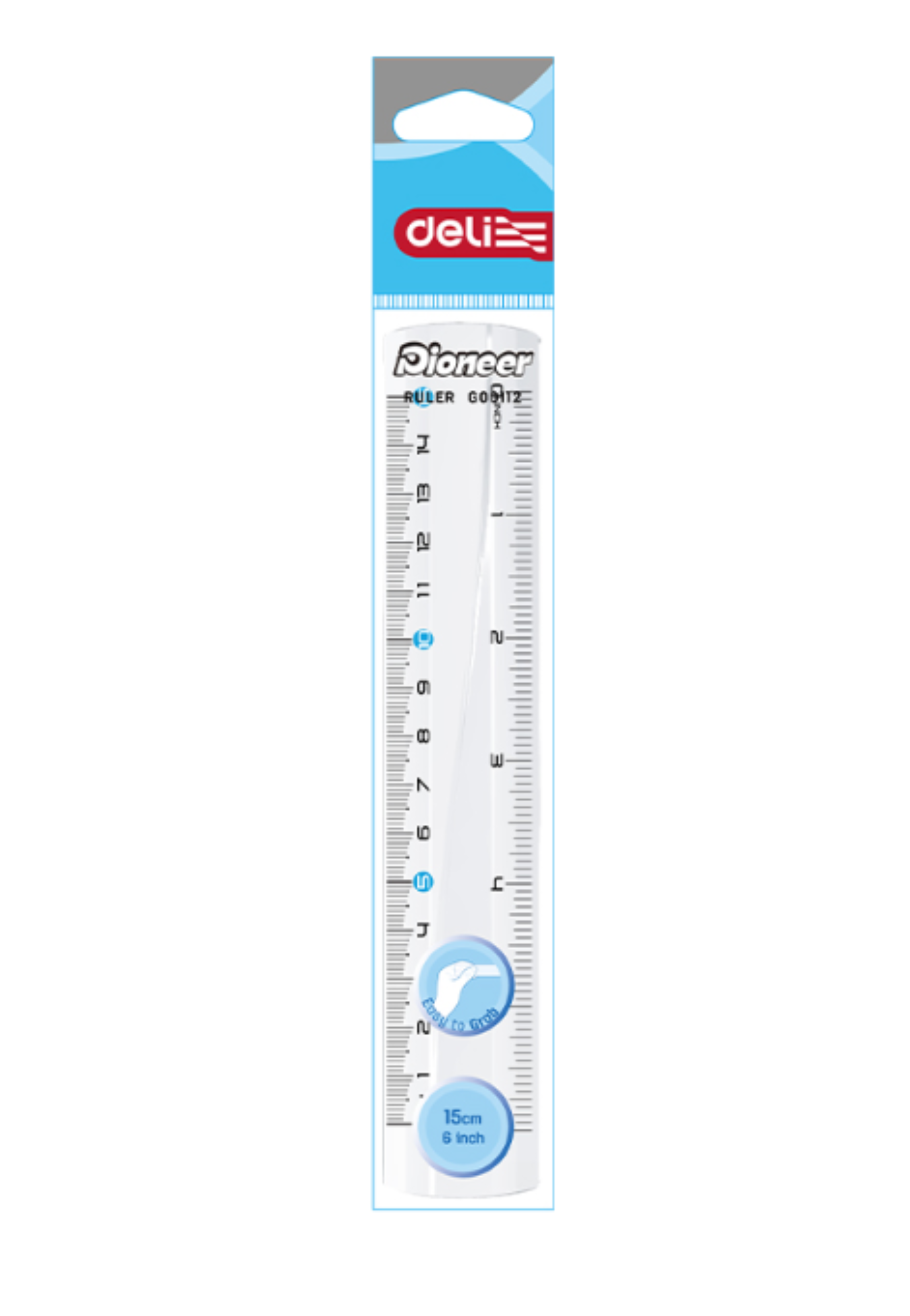 PS RULER EASY GRAB 15CM TRANSPARENT مسطرة بلاستيكية شفافة 15 سم