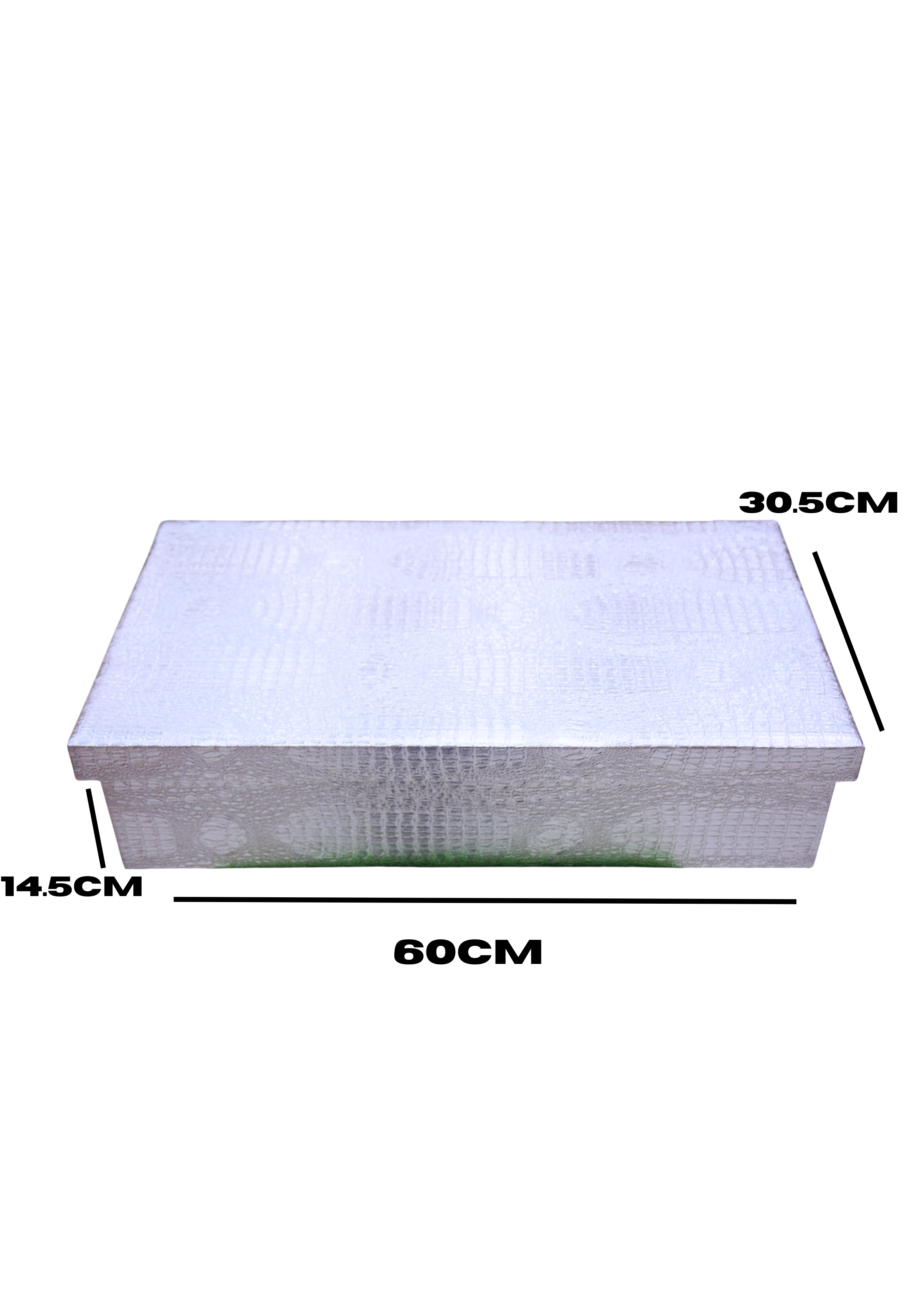 RECT WDN LTR FLAT BOX CROC DES 60X30.5X14.5CM SILVER-SMALL