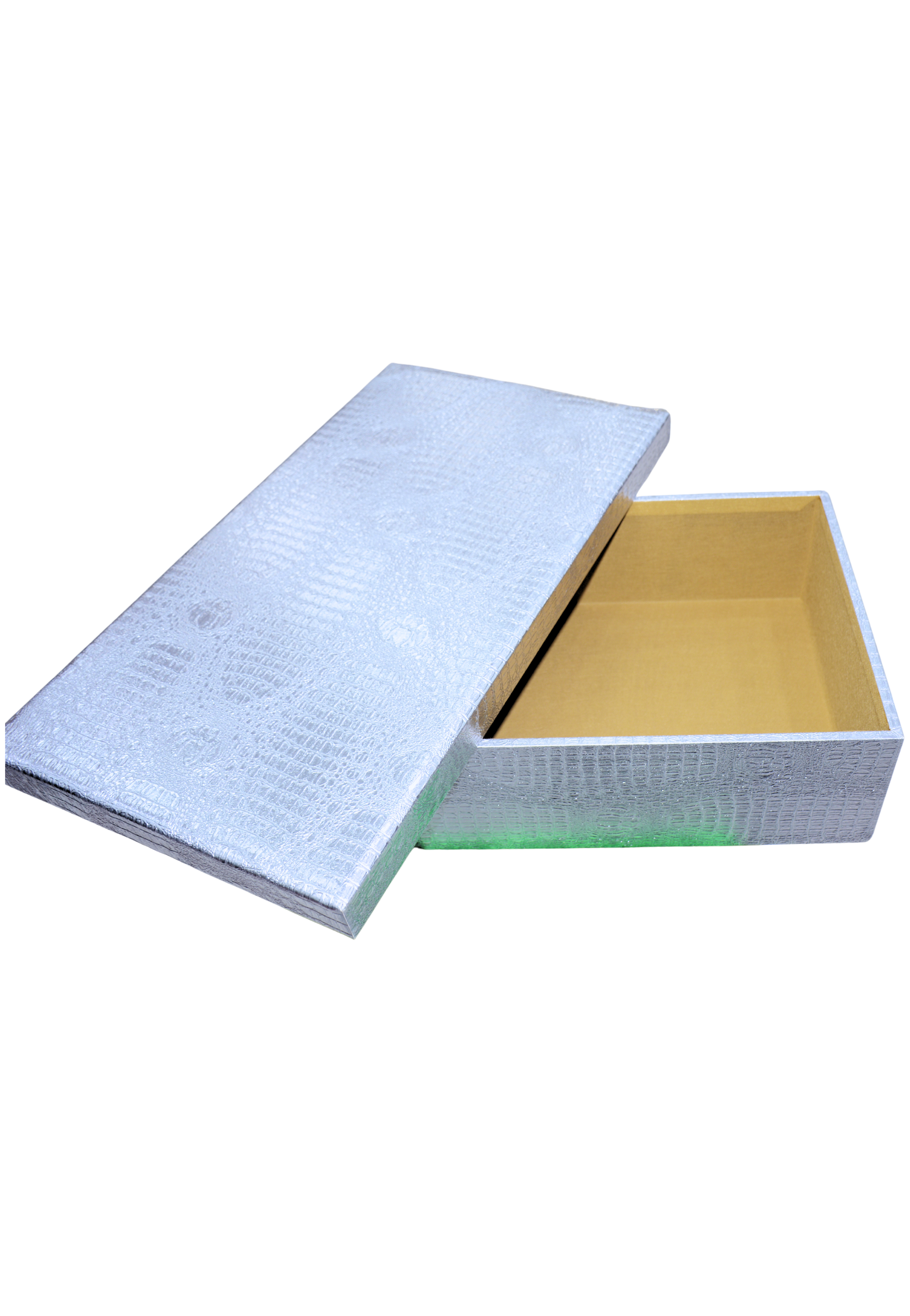 RECT WDN LTR FLAT BOX CROC DES 68X39X14.5CM SILVER-LARGE