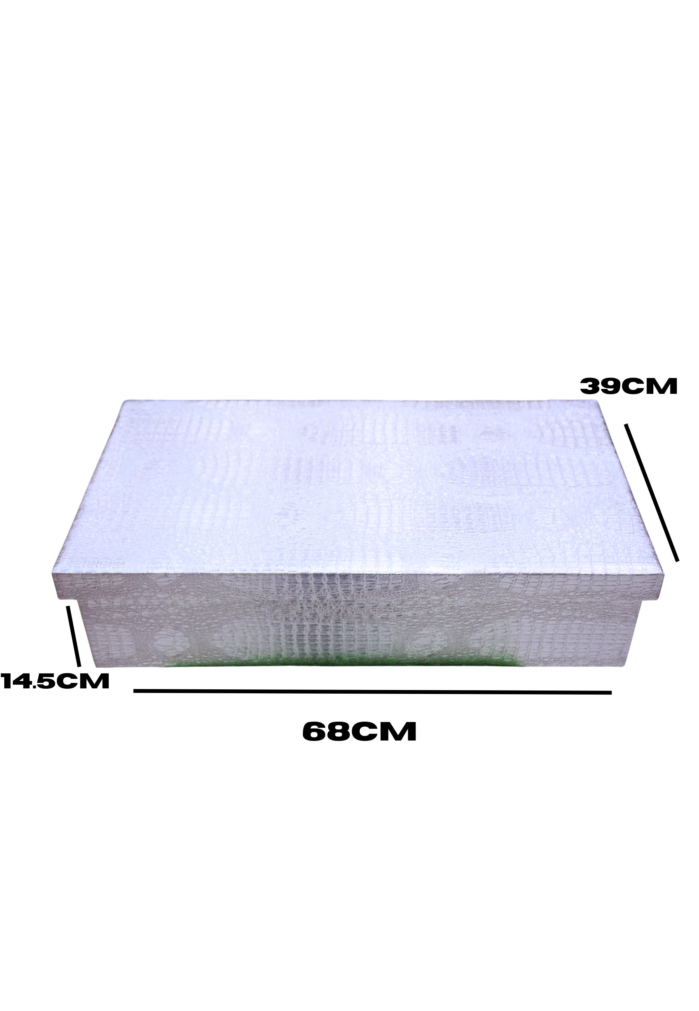 RECT WDN LTR FLAT BOX CROC DES 68X39X14.5CM SILVER-LARGE