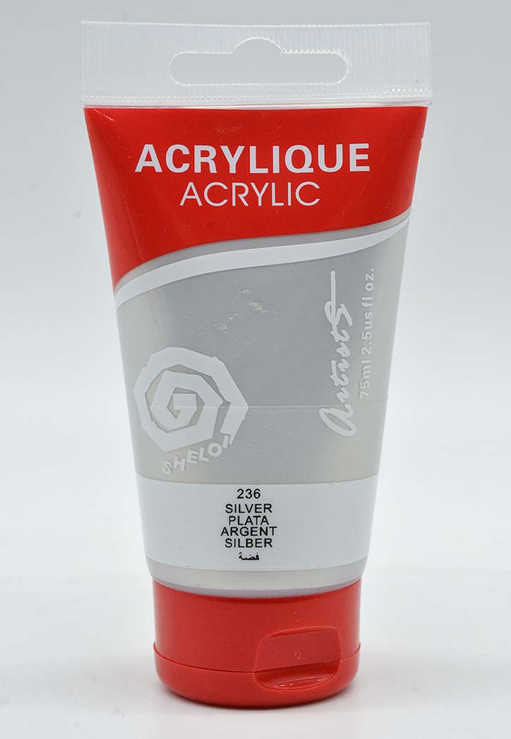 ACRYLIC COLOUR 75ML-SILVER