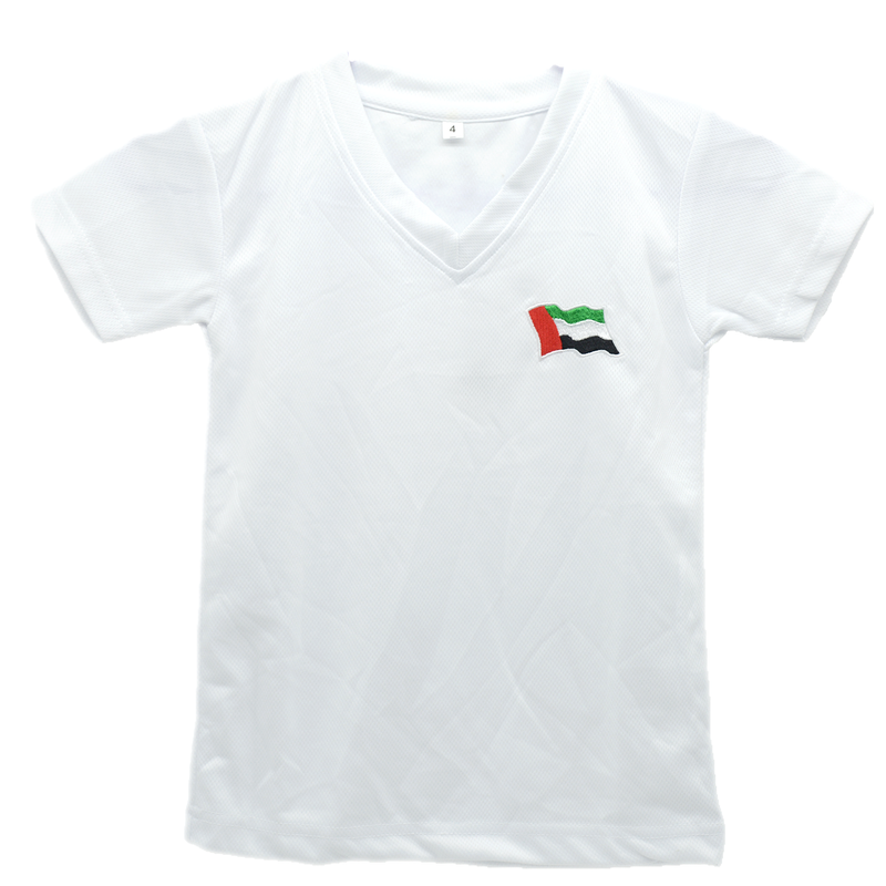 UAE V-NECK SHIRT (JERSEY) W/ EMBRD. NEW LOGO & FLAG ASSTD