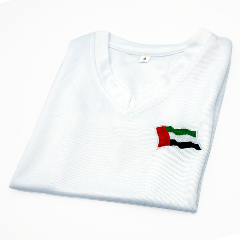 UAE V-NECK SHIRT (JERSEY) W/ EMBRD. NEW LOGO & FLAG ASSTD