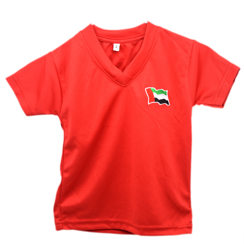 UAE V-NECK SHIRT (JERSEY) W/ EMBRD. NEW LOGO & FLAG ASSTD