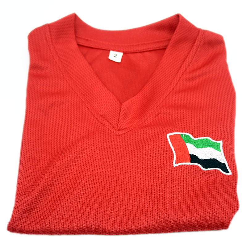 UAE V-NECK SHIRT (JERSEY) W/ EMBRD. NEW LOGO & FLAG ASSTD