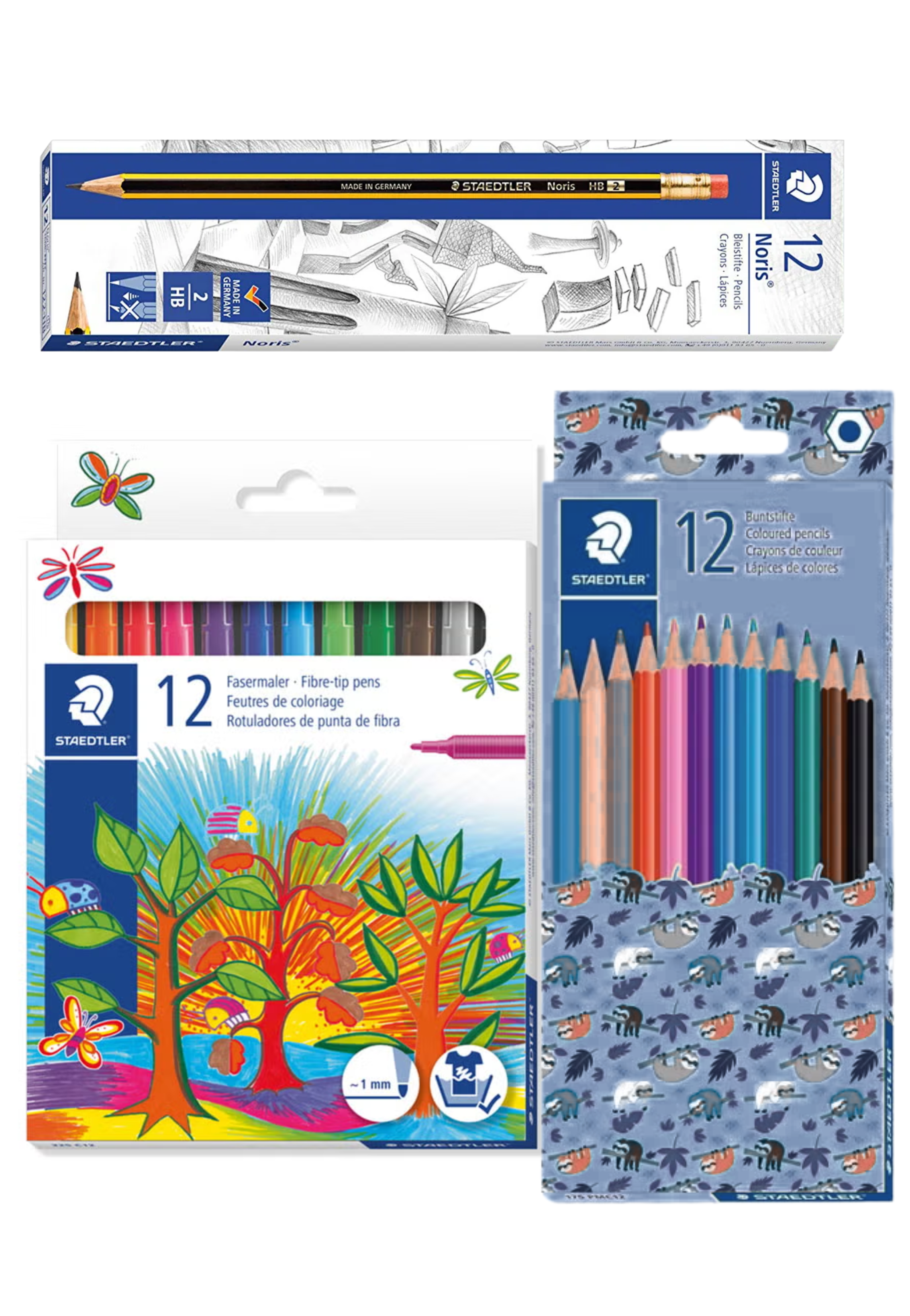 STAEDTLER NORIS 1BX+12COL PENCILS+FIBER TIP PEN 12COL