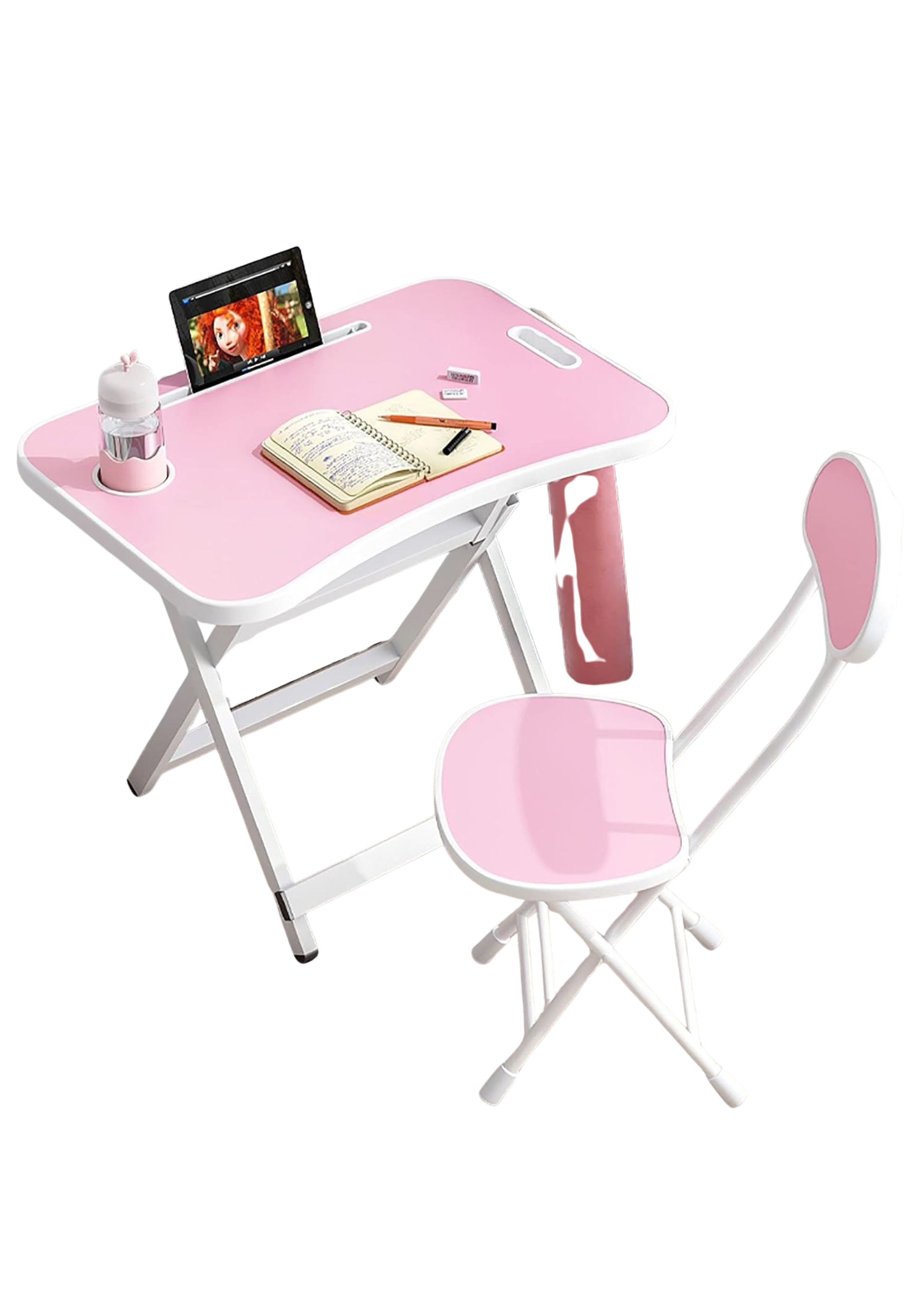 STUDENTS PLAIN TABLE AND CHAIR W/TABLET & CUP HOLDER-PINK