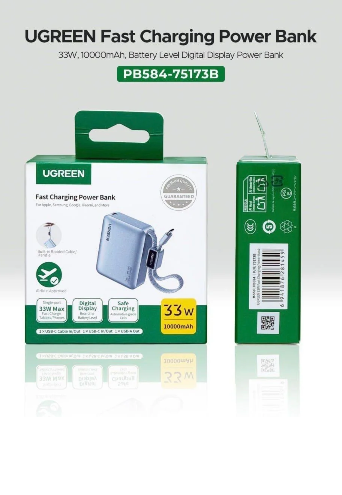 UGREEN MINI POWERBANK 10000MAH PD 33W C-TYPE-BLUE