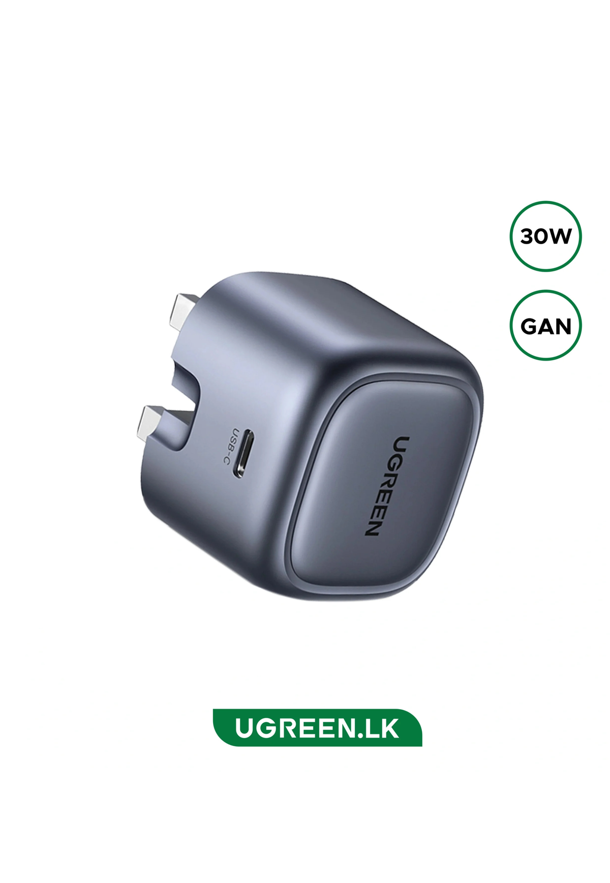 UGREEN NEXODE GAN 30W PD USB C TYPE FAST CHARGER ADAPTER-GRAY