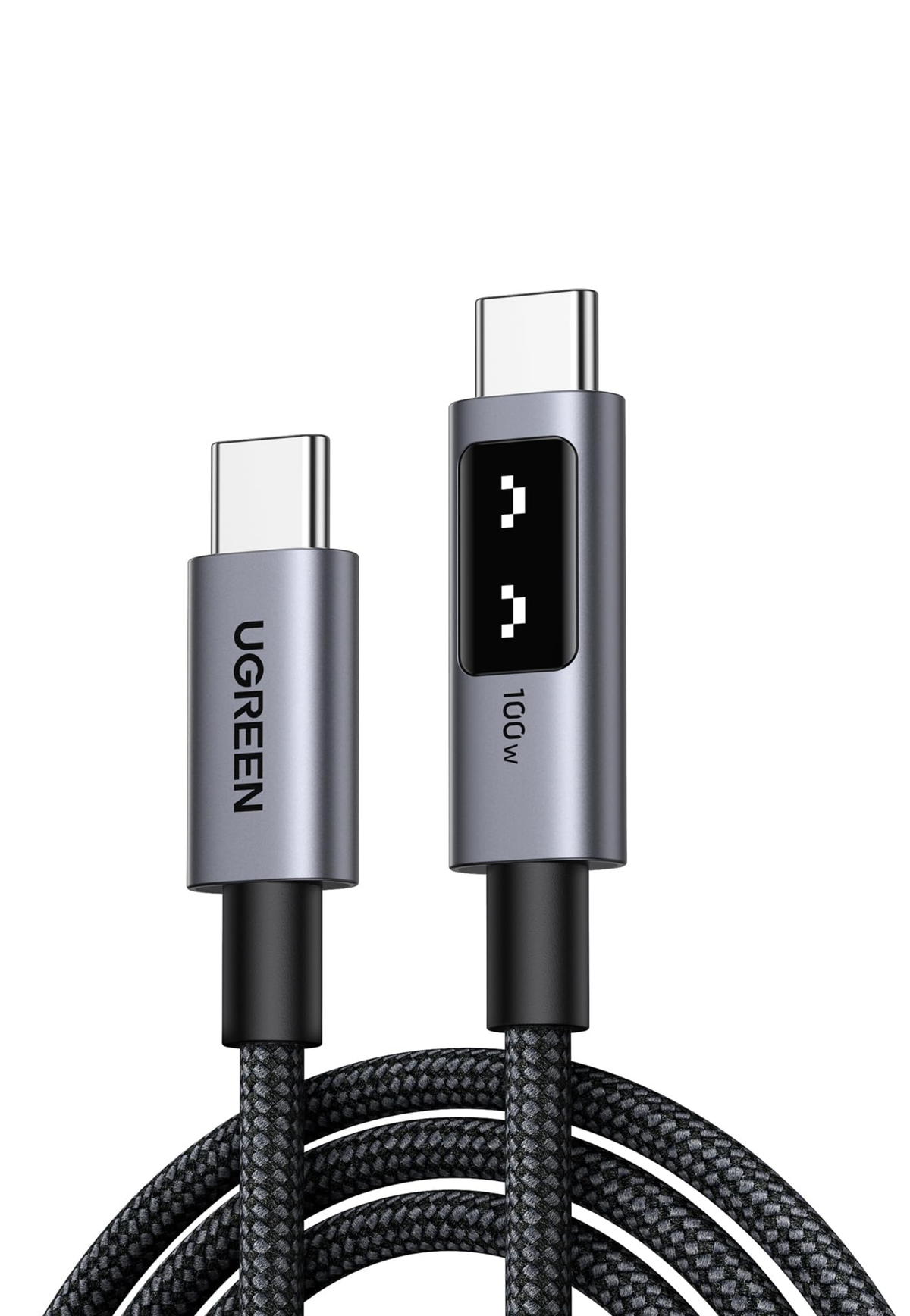 UGREEN ROBOT SMART DIGITAL DISPLAY USB-C TO USB-C 100W 1M BRAIDED CABLE-GRAY