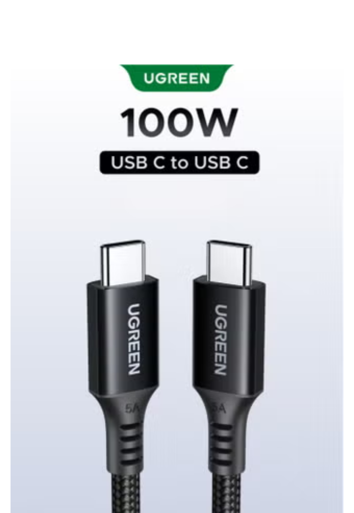 UGREEN USB-C TO USB-C 100W BRAIDED CABLE 2M BLACK