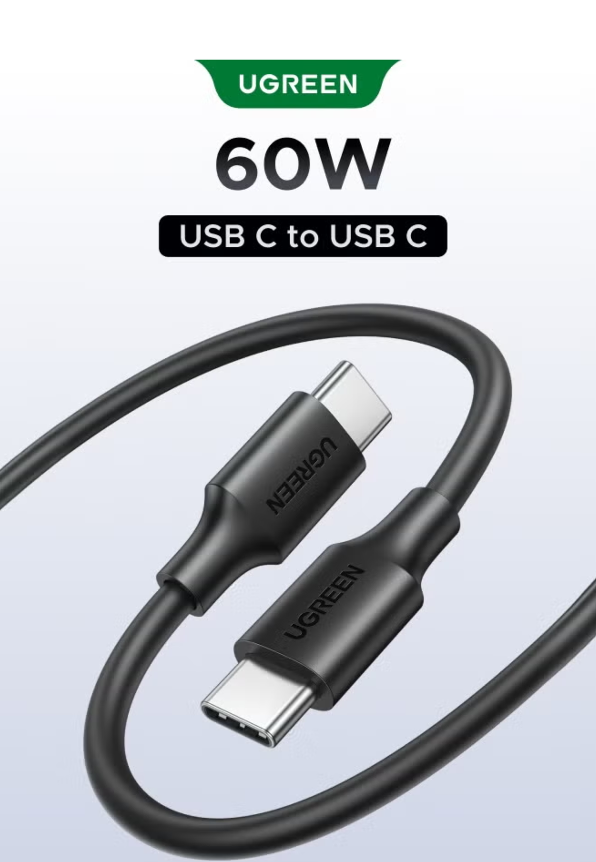 UGREEN USB-C TO USB-C PD FAST CHARGING CABLE 1M-BLACK