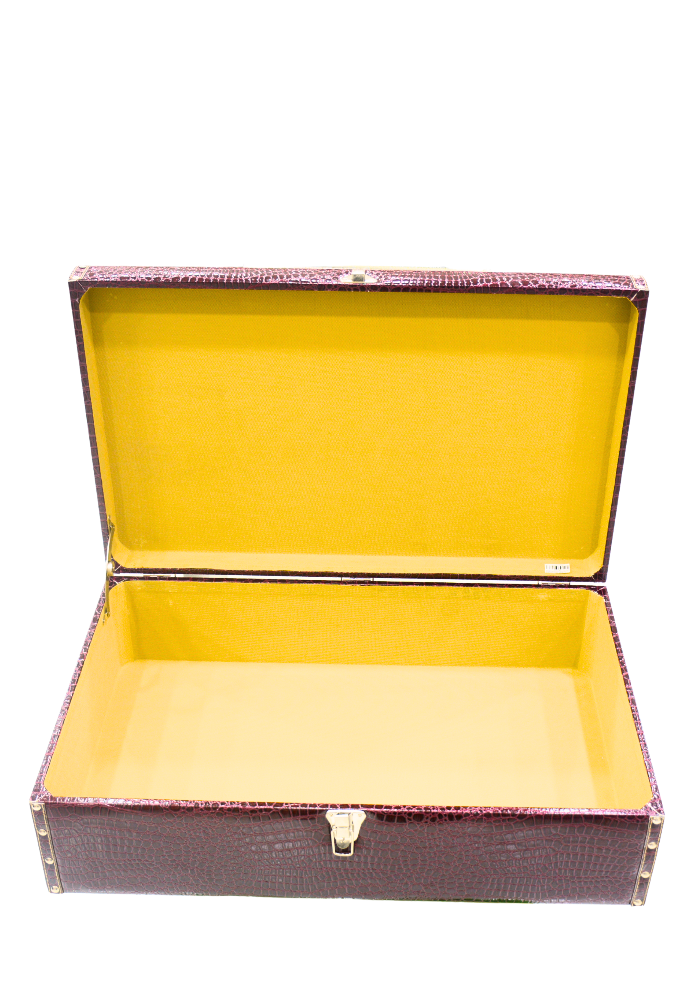 WOODEN LEATHER FLAT GIFT BOX W/CROC BODY DESIGN&LOCK 58X35X14CM MAROON-1SMALL