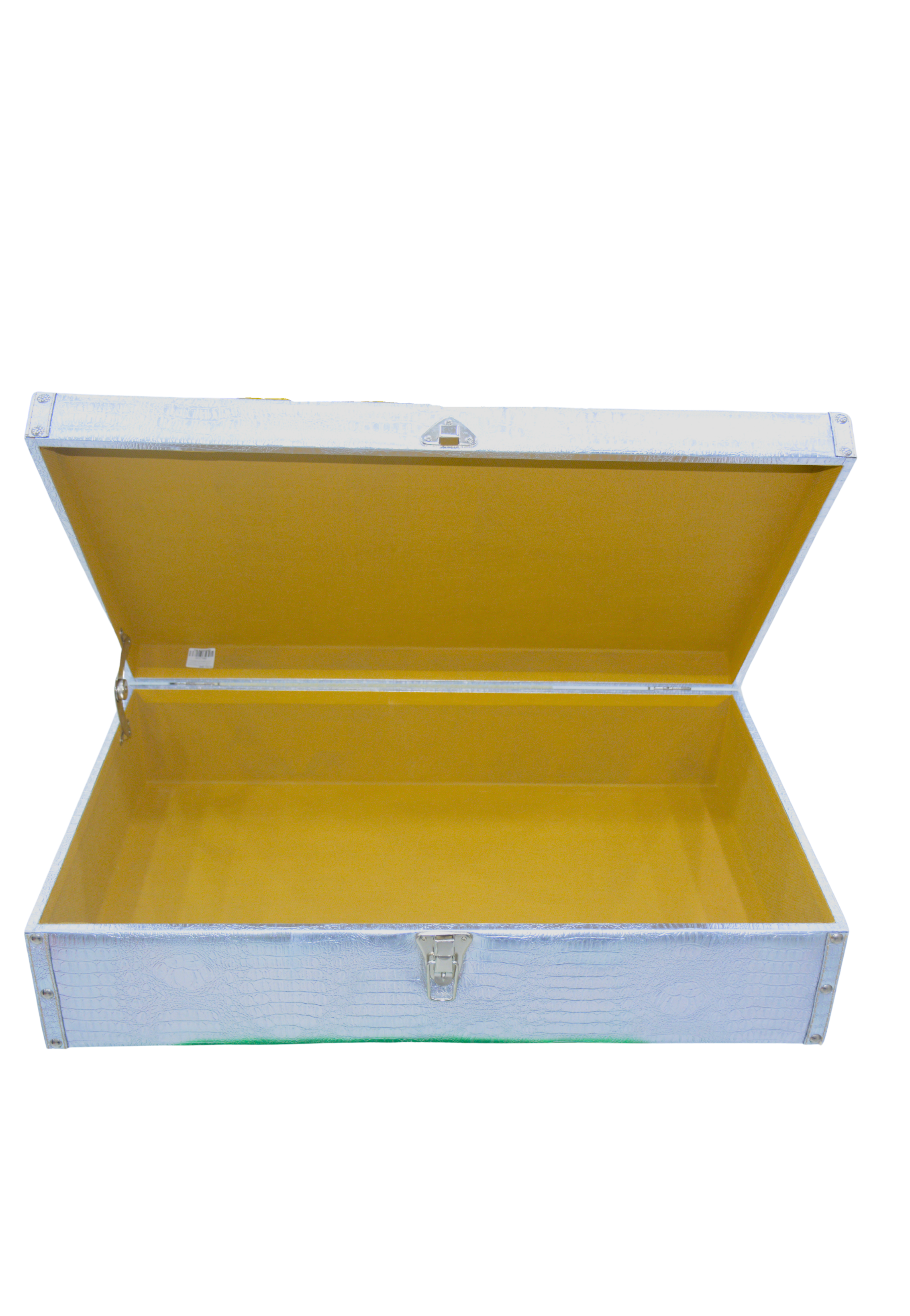 WOODEN LEATHER FLAT GIFT BOX W/CROC BODY DESIGN&LOCK  58X35X14CM SILVER-4LARGE