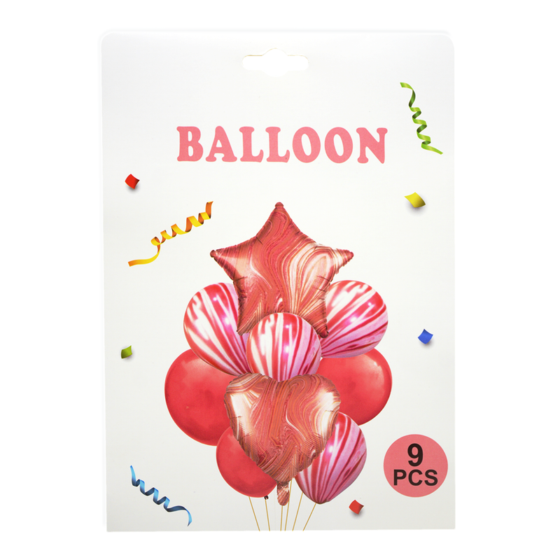 FOIL+LATEX BALLOONS SET 9PC/PKT PINK