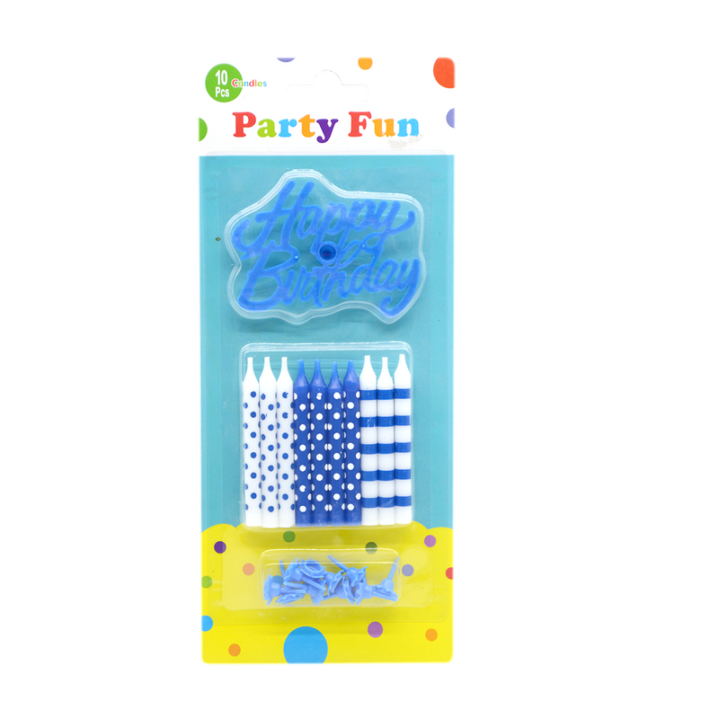 PARTY FUN HAPPY BIRTHDAY BLUE CANDLES 10PCS PACK