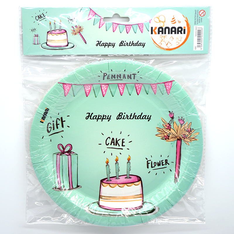 KANARI HBD PRINTED PAPER PLATE 9" 4PCS SET