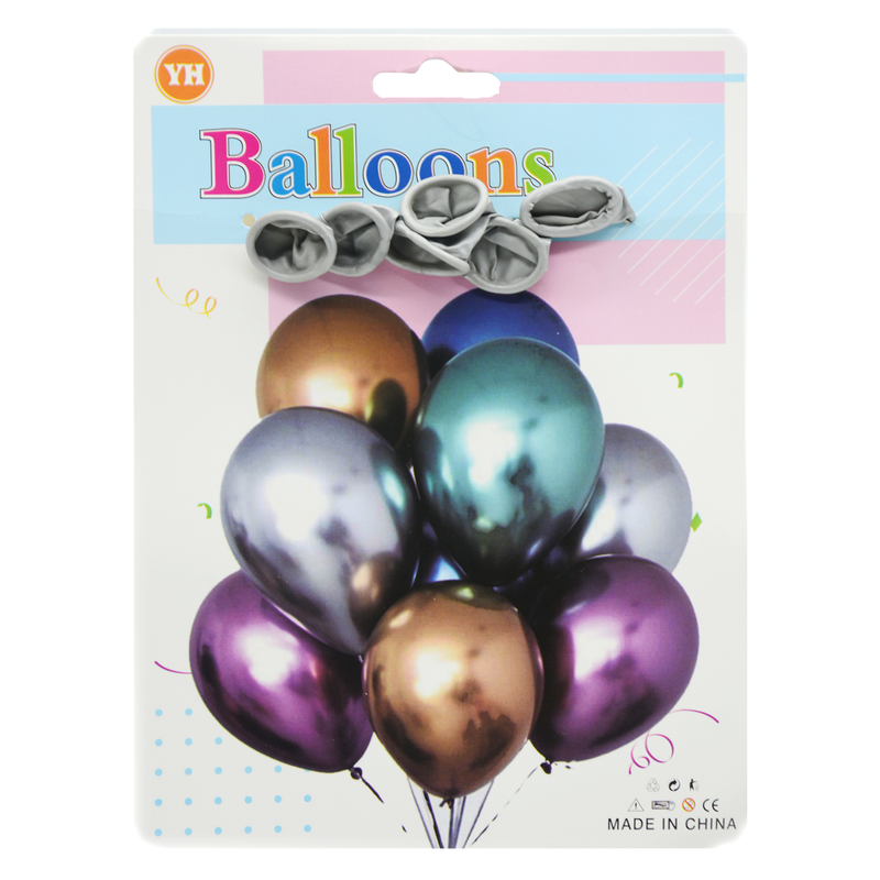 H.B DAY METALLIC BALLOONS 12'' 6PCS/PKT SILVER