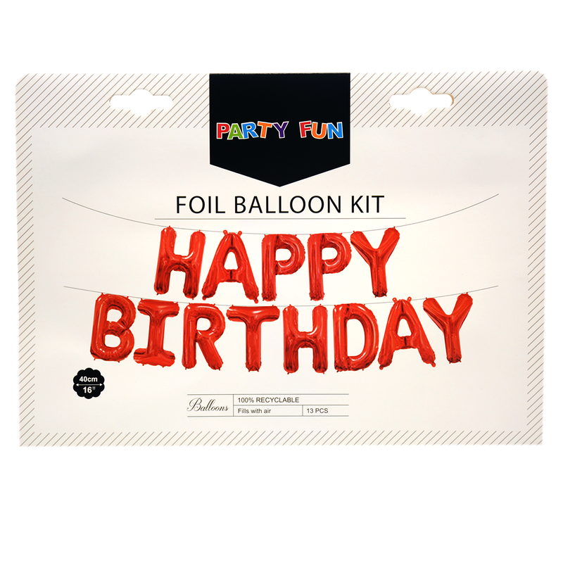 PARTY FUN HELIUM BALLOON HAPPY BIRTHDAY 16" RED