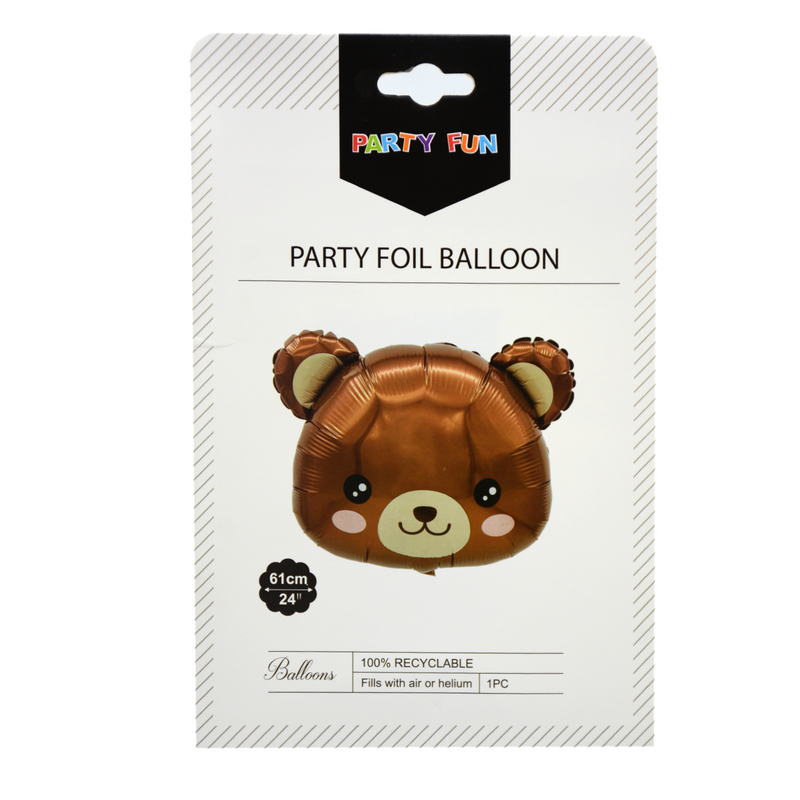 PARTY FUN FOIL BALLOON 24"BEAR FACE