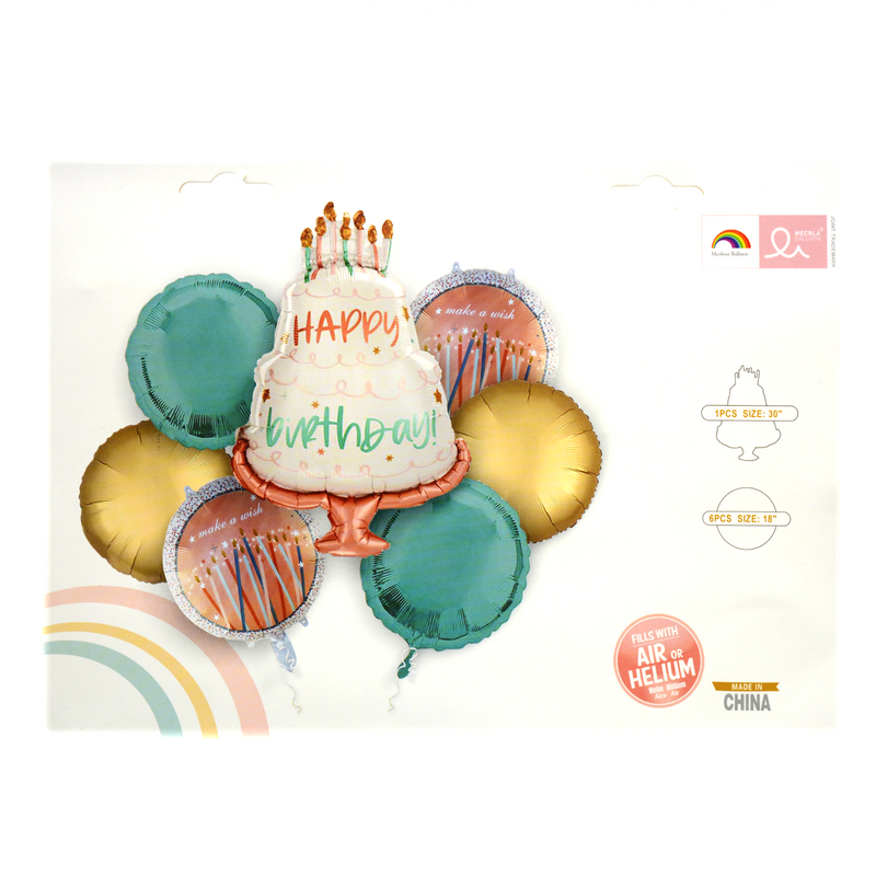 I&A COLLECTION FOIL BALLOON 7PCS SET -HPY BIRTHDAY