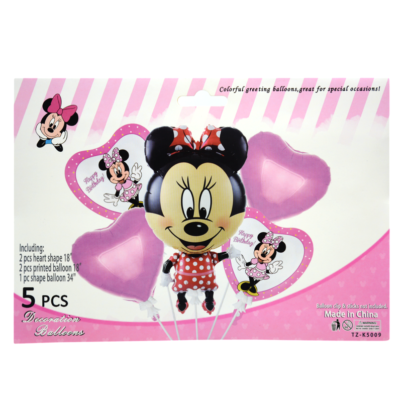 HELIUM BALLOON 5PCS PKT MINNIE MOUSE