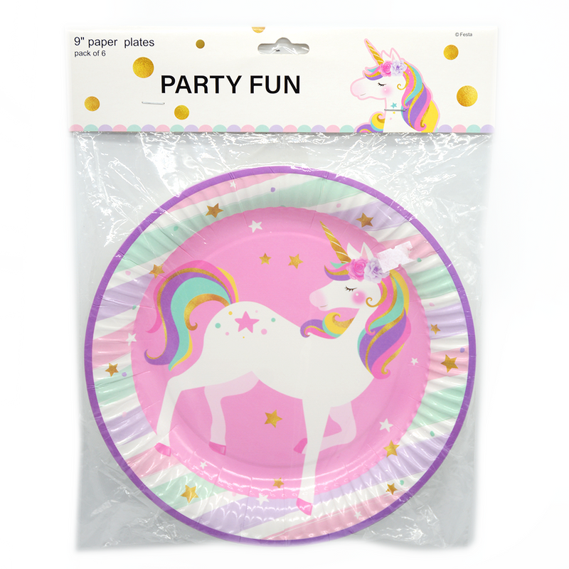 PARTY FUN PAPER PLATE "7" 6PCS/PKT-UNICORN