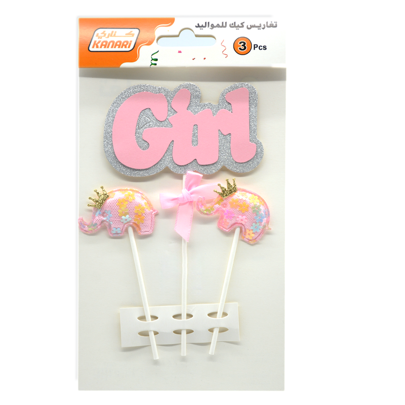 KANARI CAKE TOPPER "GIRL3PCS SET PINK