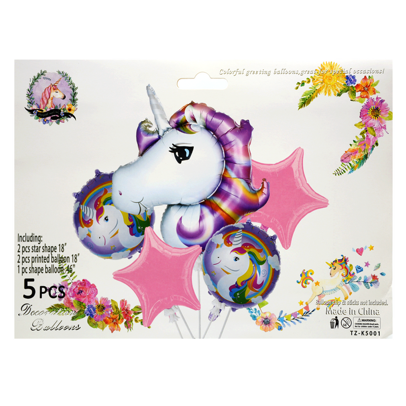 HELIUM BALLOON 5PCS PKT UNICORN