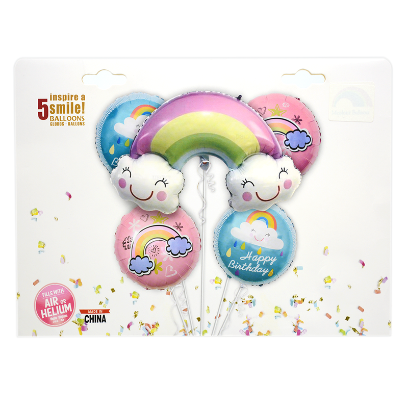 MCOLOUR BALLOON HAPPY BIRTHDAY BALLOONS 5PCS PKT-22516