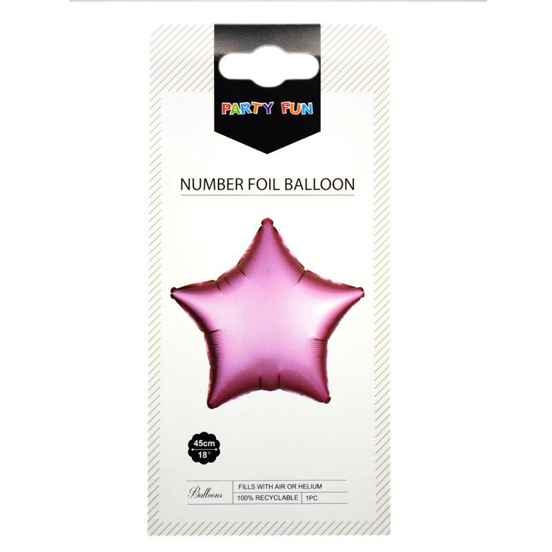 PARTY FUN STAR FOIL 18"BALLOON PINK