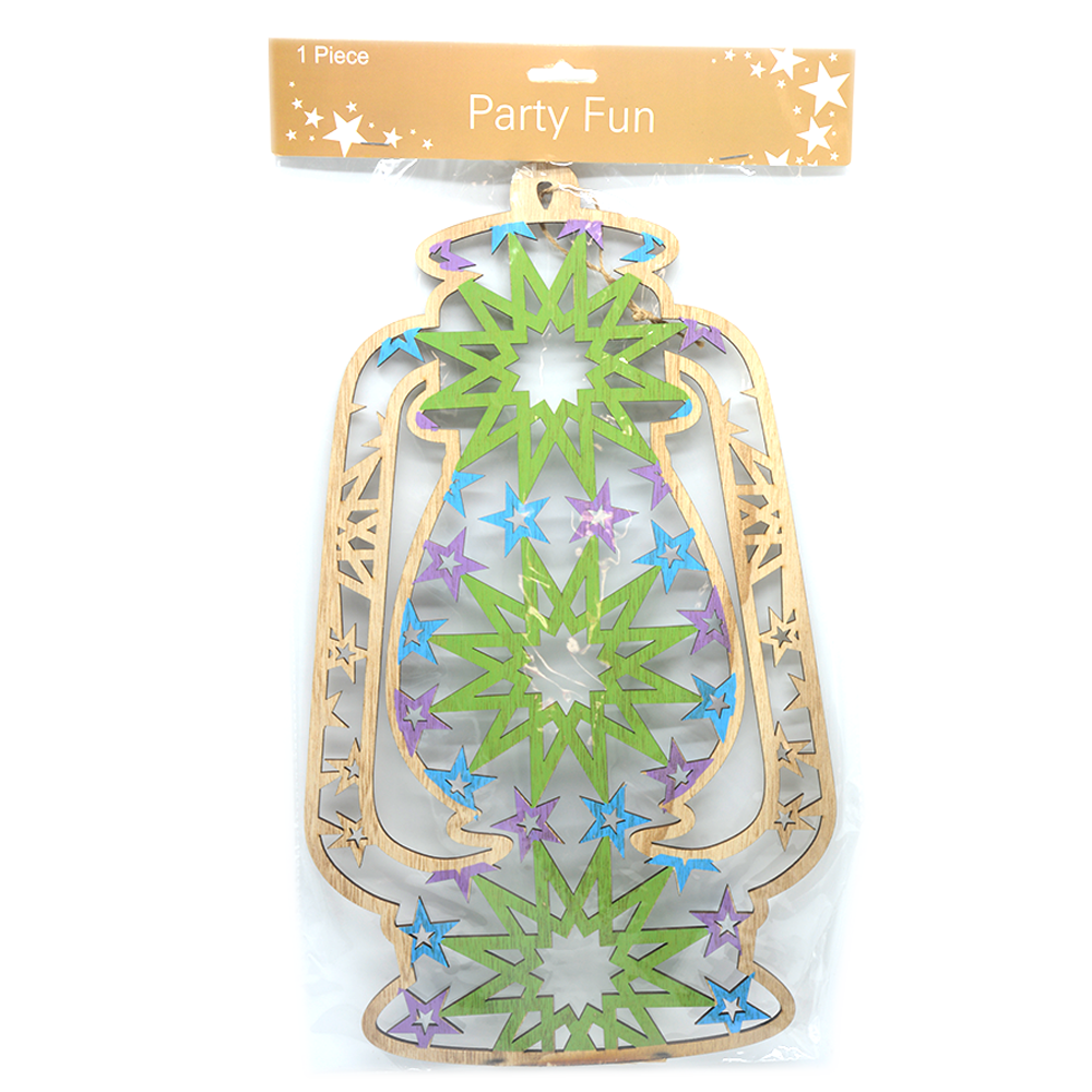 زينة خشبية - رمضان WOODEN FANOOS 2PATTERN 39.5X23.5CM